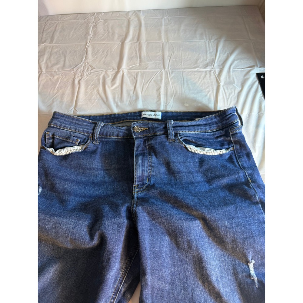 Studio Blue Womens Distressed Skinny Jeans Medium Wash High Rise SPT1208 Size 13
